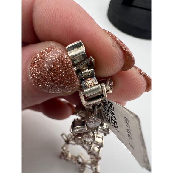 NWT Clear Czech Crystal 925 Sterling Silver Prong Set Bracelet 7" - Picture 6 of 7